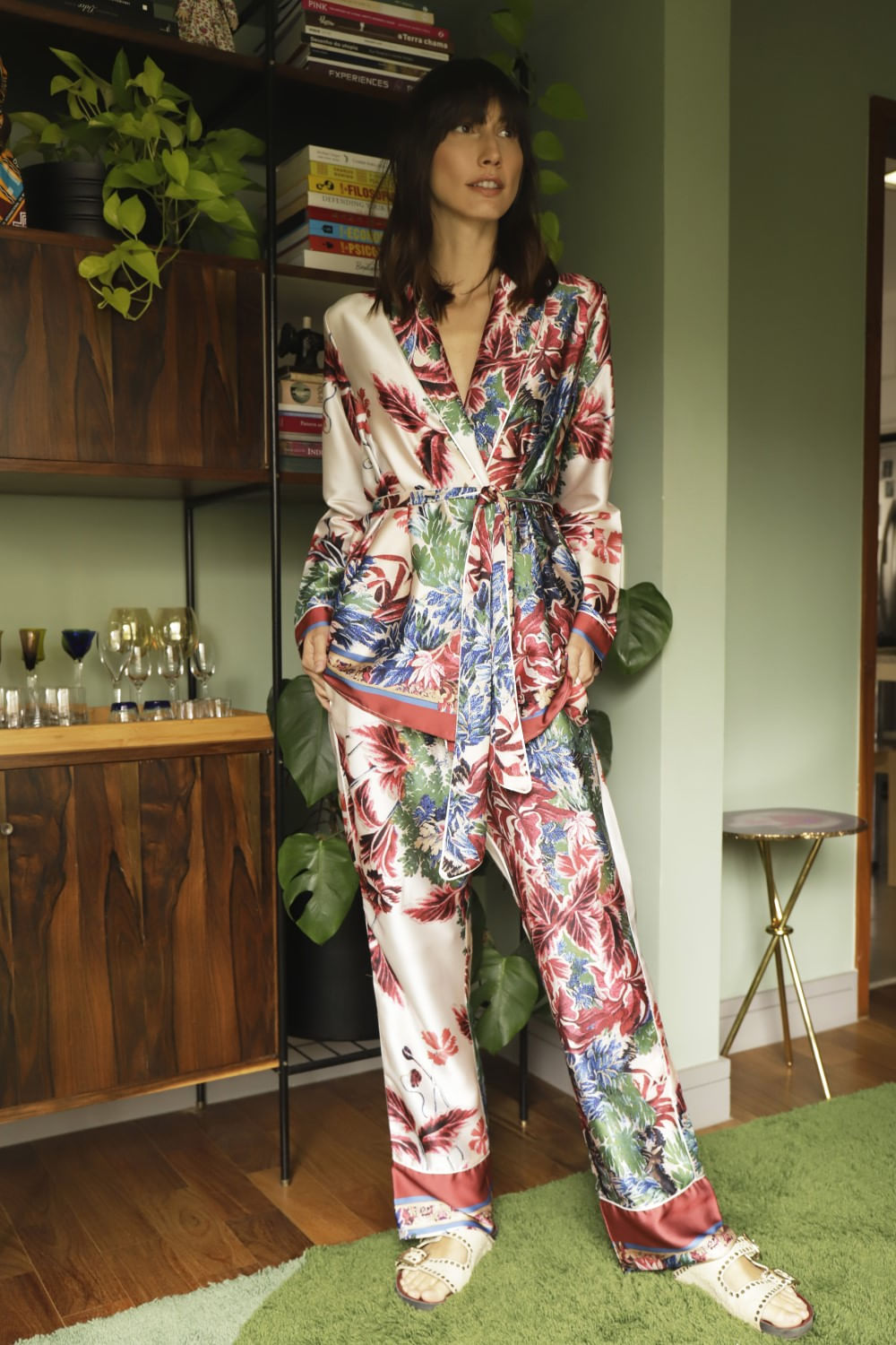PIJAMA LONGO KIMONO GILLY FLOWER VERMELHO