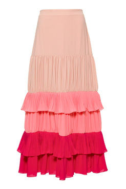 Saia longa babados silky gaivota
 rosa
