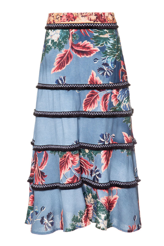 SAIA MIDI ENTREMEIOS GILLY FLOWER AZUL