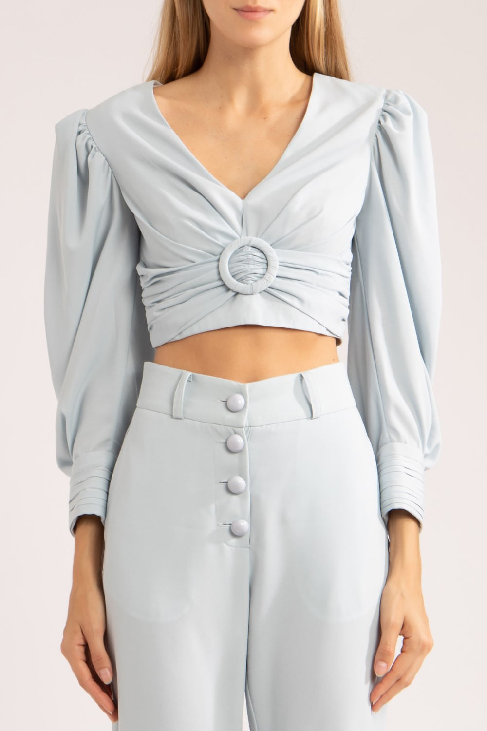 TOP FIVELA SILKY GAIVOTA
 AZUL CLARO