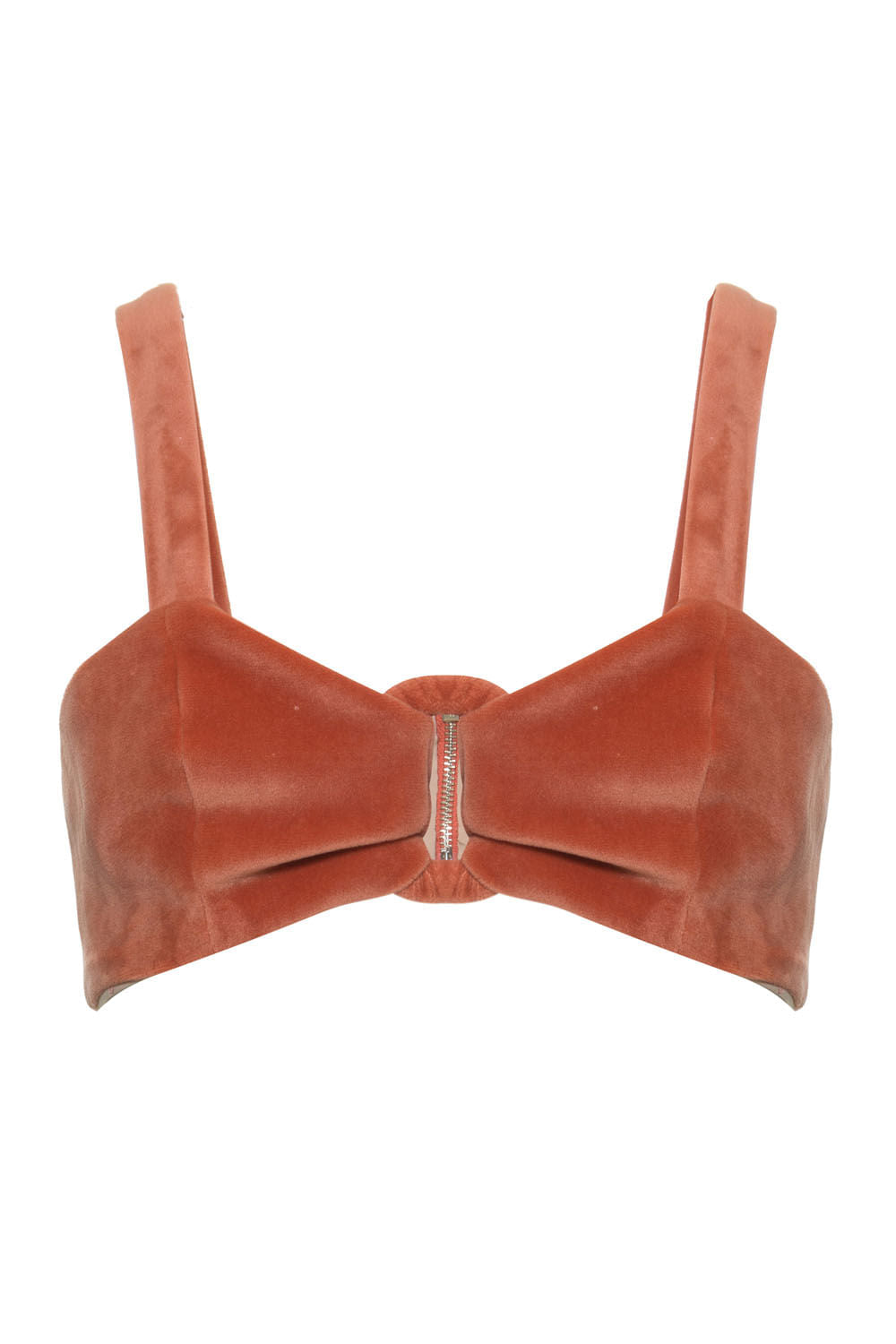 Top argola malha veludo rose
