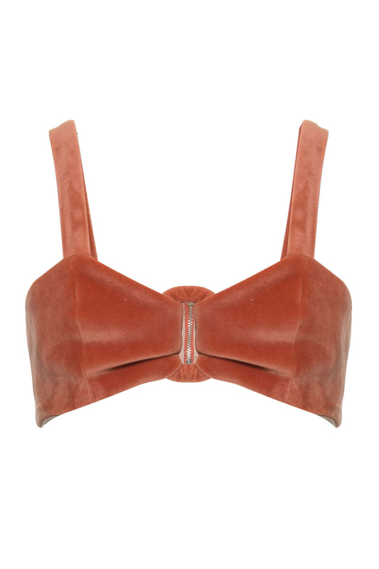 TOP ARGOLA MALHA VELUDO ROSE