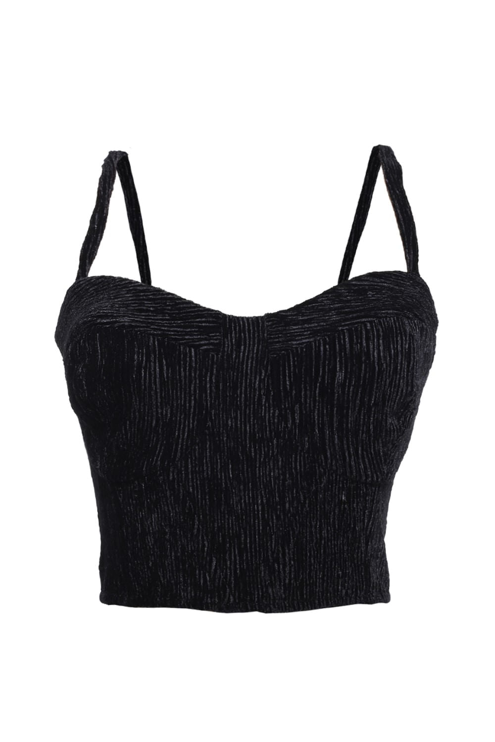 TOP ESTRUTURADO VELUDO PLISSADO
 PRETO