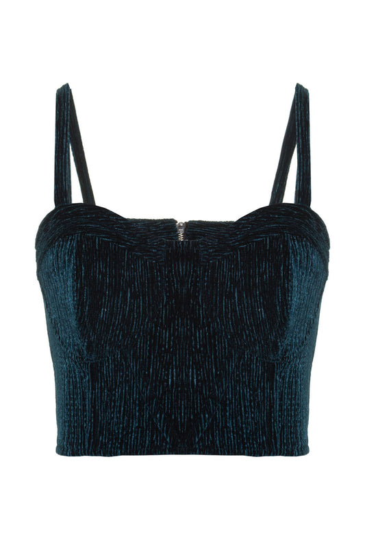 TOP ESTRUTURADO VELUDO PLISSADO
 VERDE