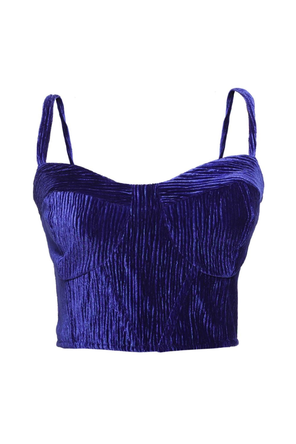 TOP ESTRUTURADO VELUDO PLISSADO
 AZUL