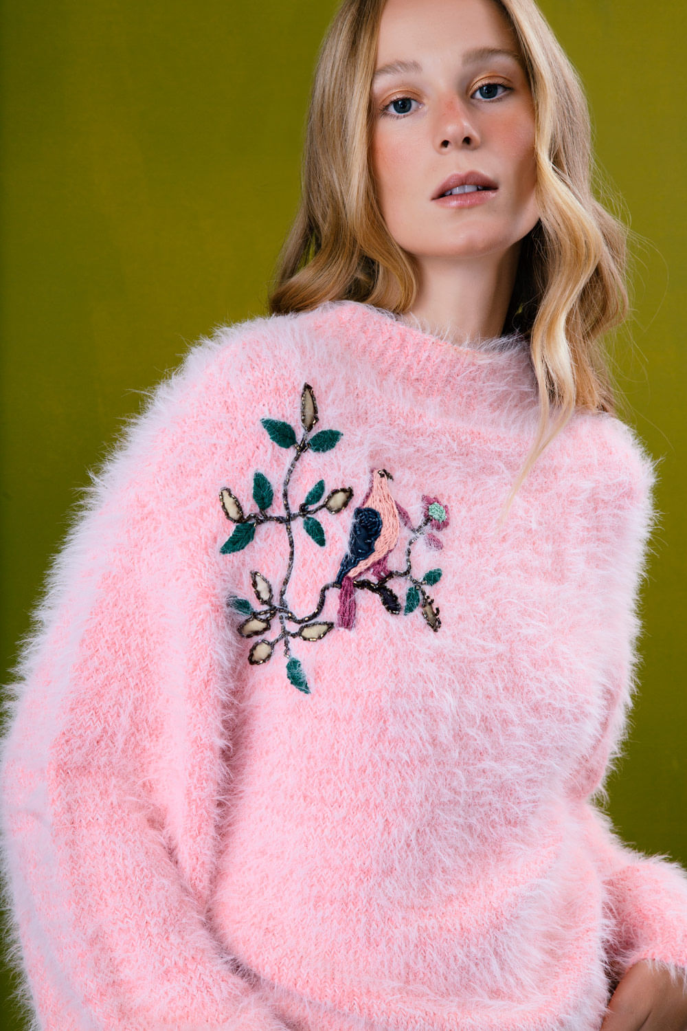 Tricot max bordado
 rosa