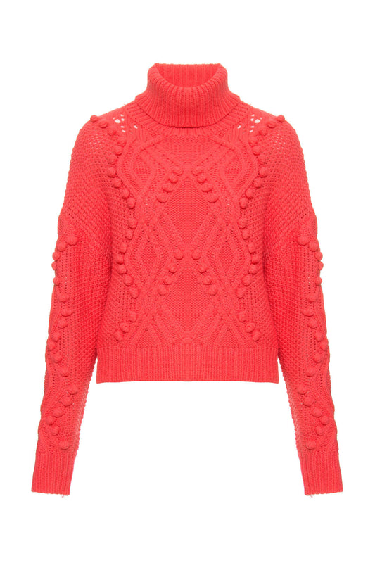 Tricot gola alta rosa