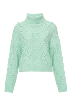 TRICOT GOLA ALTA AZUL