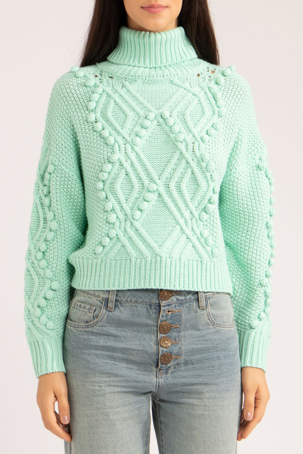 TRICOT GOLA ALTA AZUL