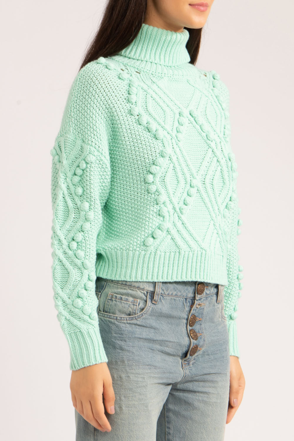 TRICOT GOLA ALTA AZUL