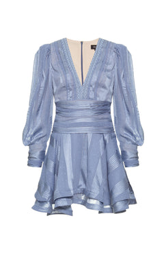 VESTIDO CURTO SILKY DOTS
 AZUL ACINZENTADO