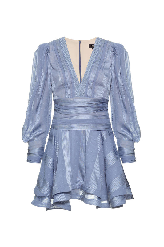 VESTIDO CURTO SILKY DOTS
 AZUL ACINZENTADO