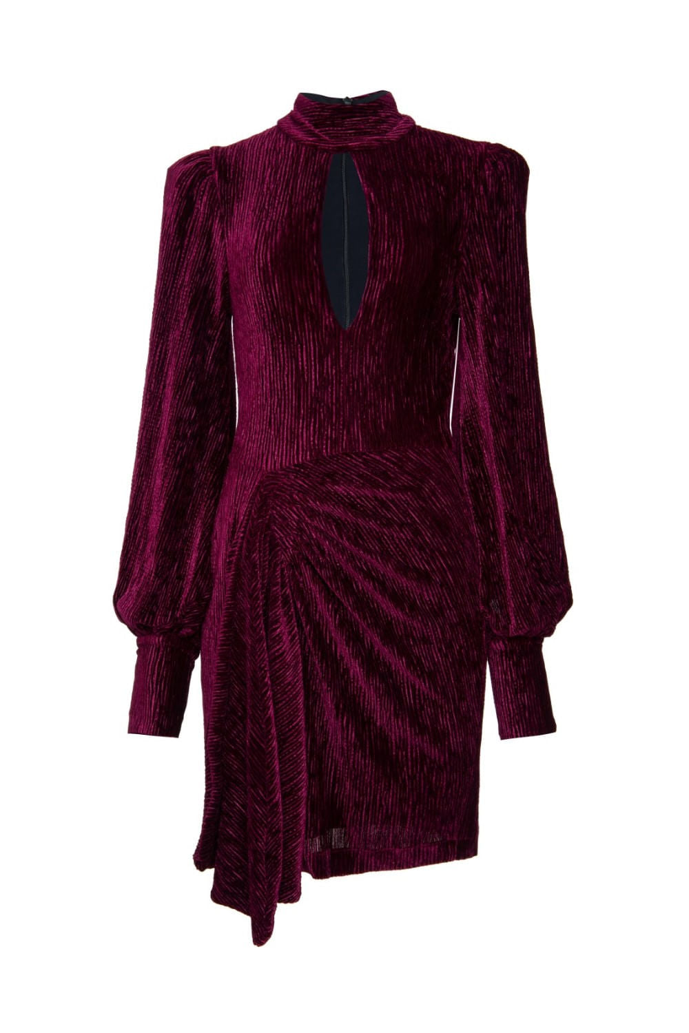 VESTIDO CURTO VELUDO PLISSADO
 VINHO