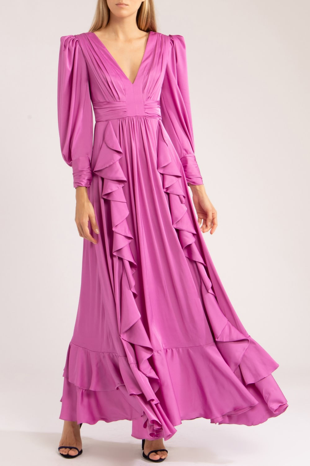VESTIDO LONGO CETIM SENSORIAL 
 LILAS