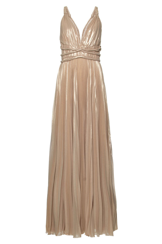 VESTIDO LONGO SILKY DOUBLE SHINE DOURADO