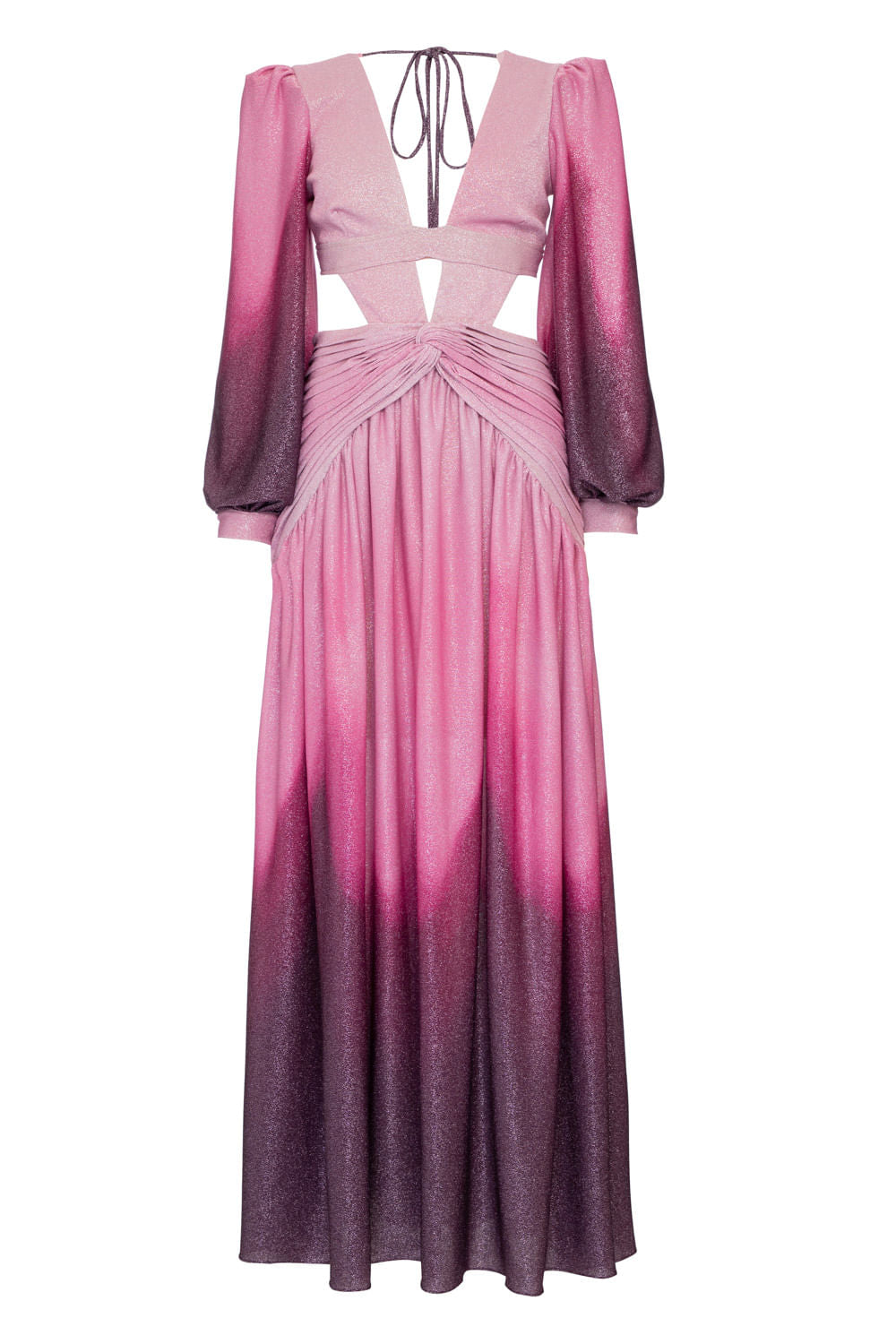VESTIDO LONGO NEW OMBRÉ
 ROSA COM VINHO