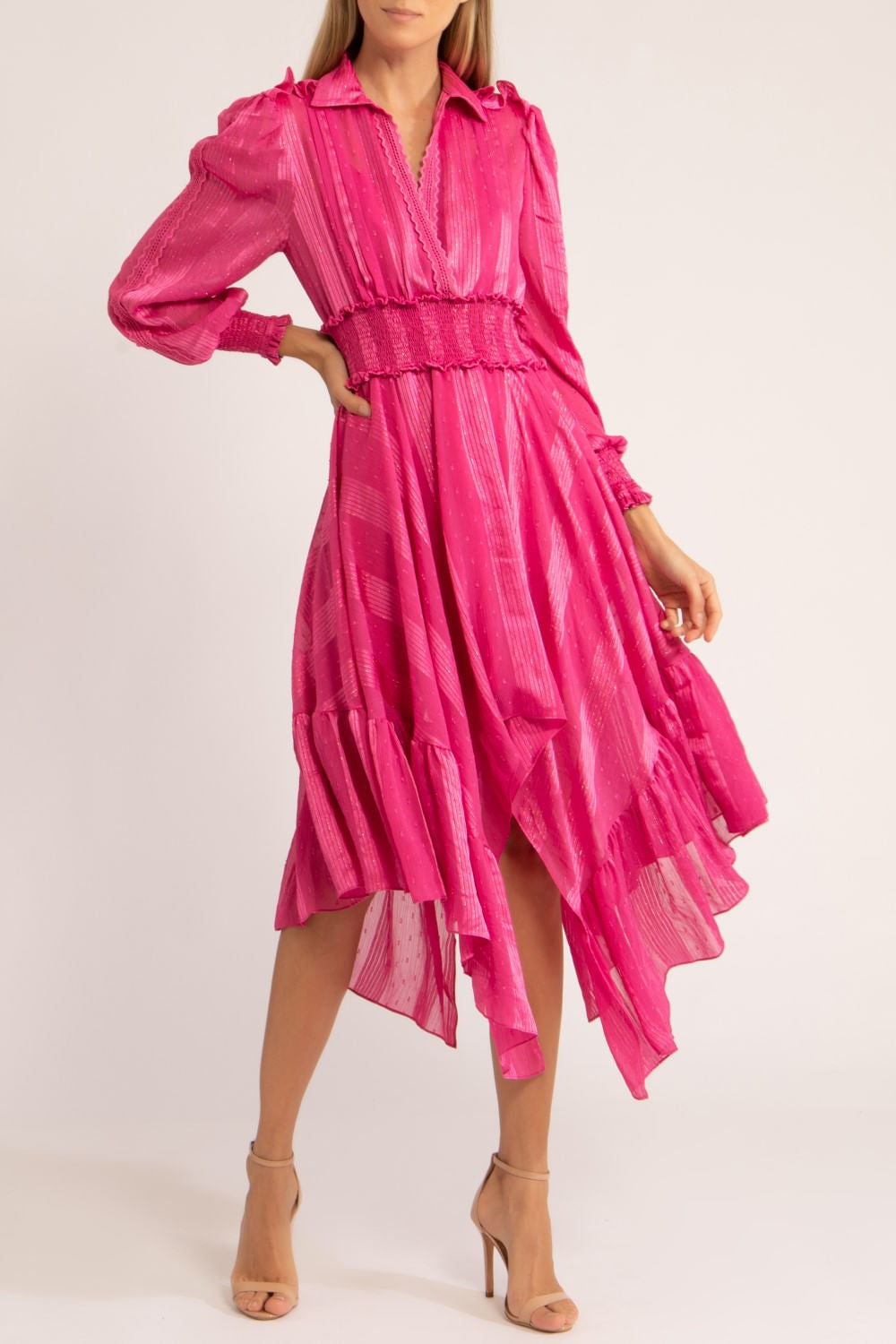 VESTIDO ASSIMÉTRICO SILKY DOTS
 PINK