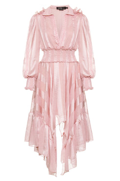 VESTIDO ASSIMÉTRICO SILKY DOTS
 ROSA