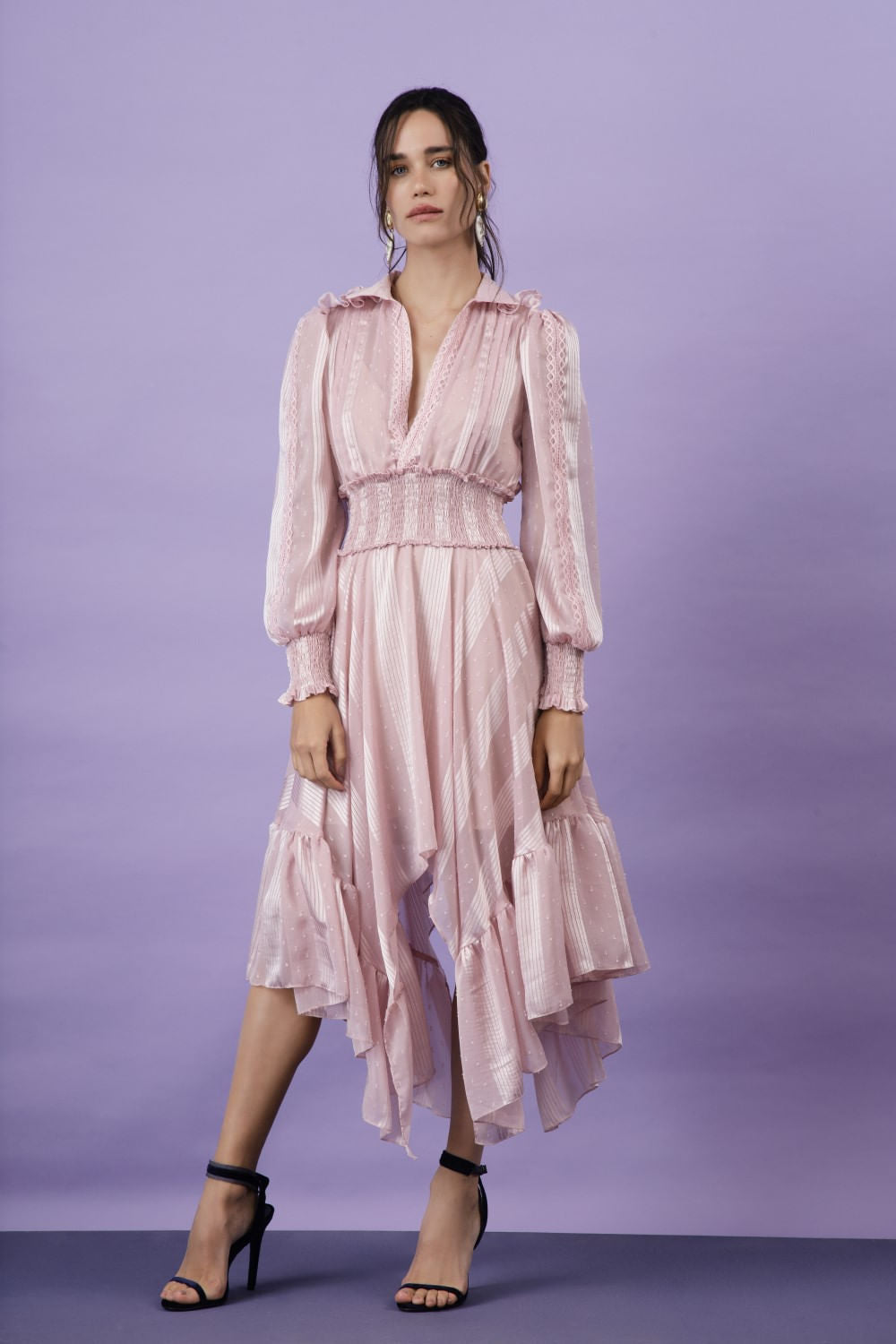 VESTIDO ASSIMÉTRICO SILKY DOTS
 ROSA