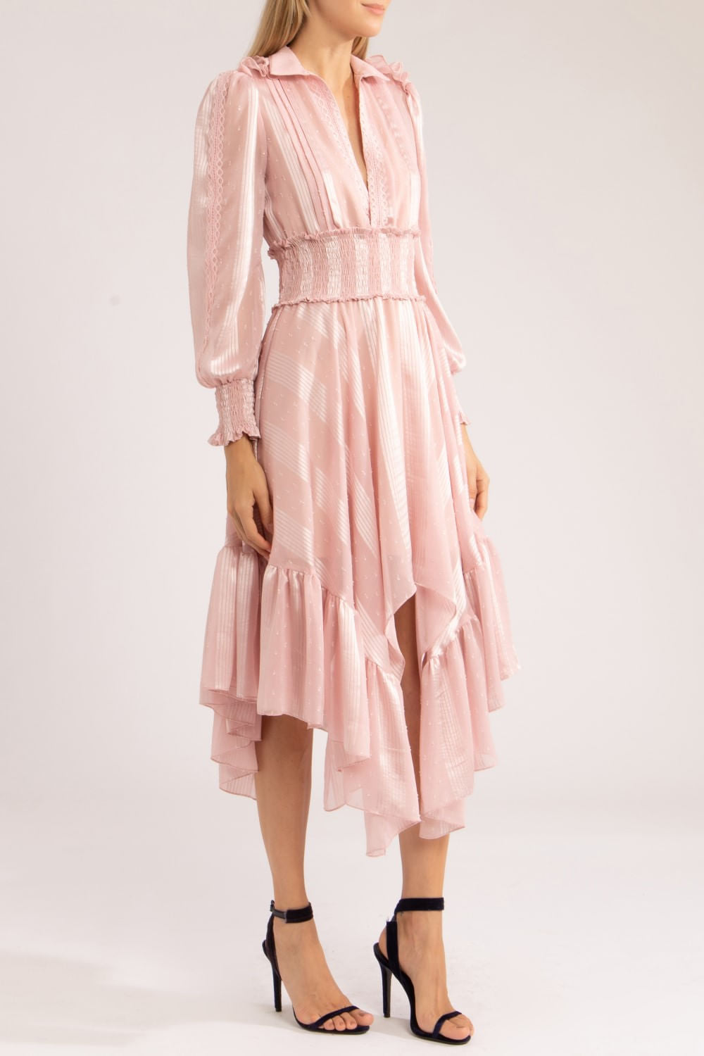 VESTIDO ASSIMÉTRICO SILKY DOTS
 ROSA