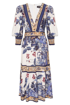 VESTIDO MIDI GILLY FLOWER
 OFF WHITE
