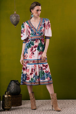 Vestido midi gilly flower
 vermelho