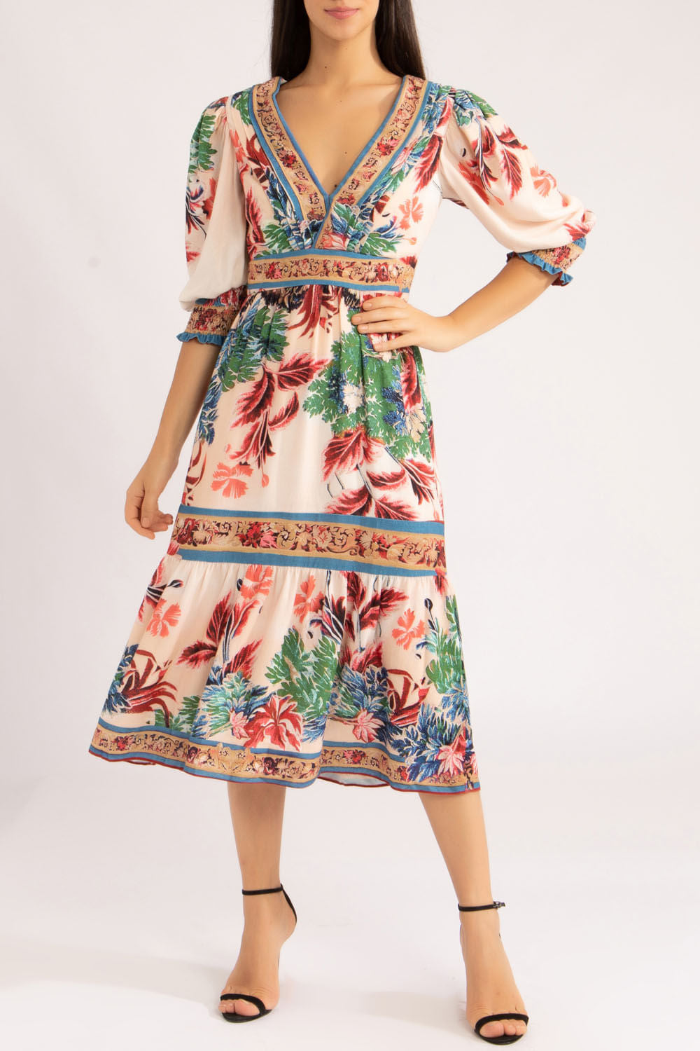 VESTIDO MIDI GILLY FLOWER
 VERMELHO