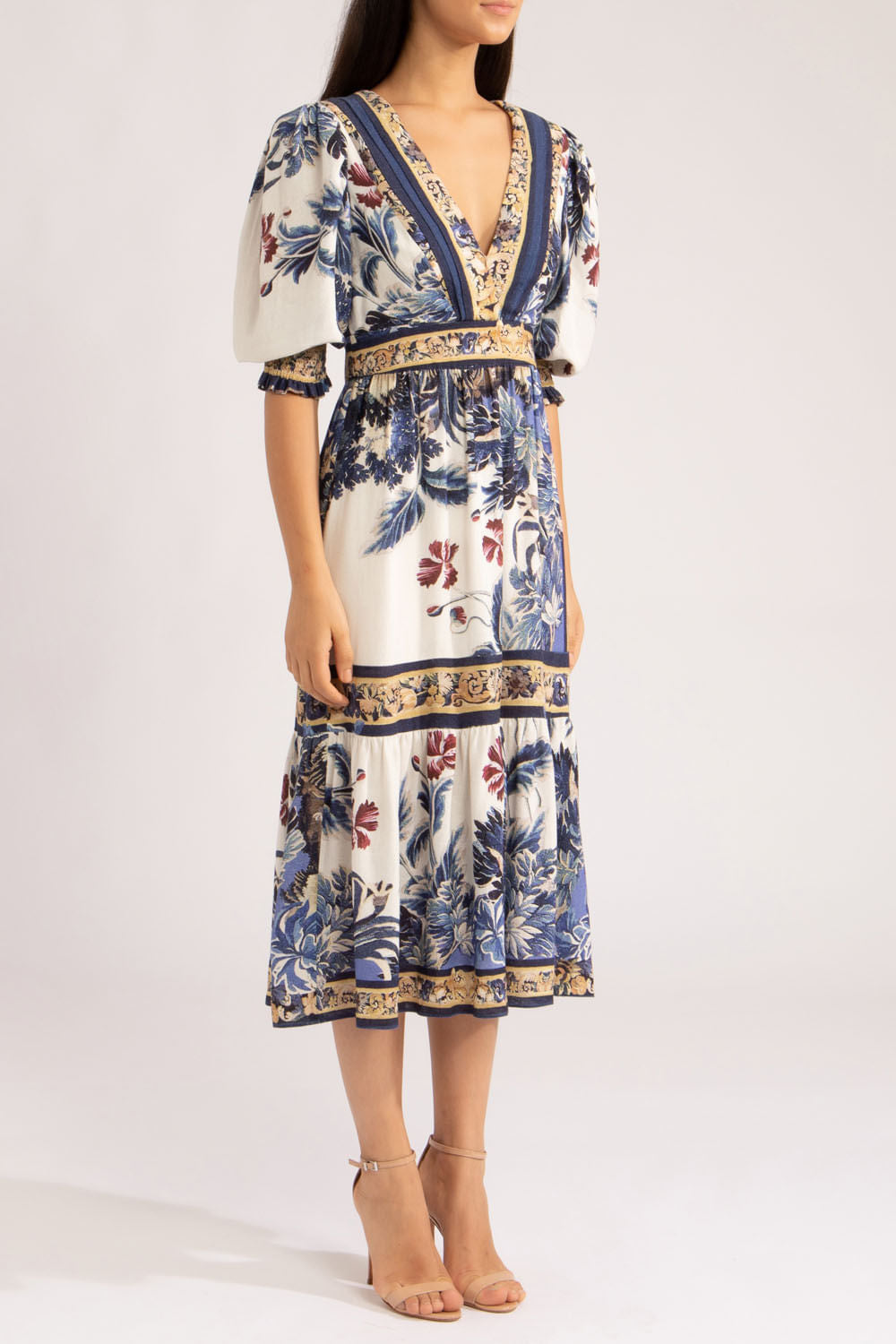 VESTIDO MIDI GILLY FLOWER
 OFF WHITE