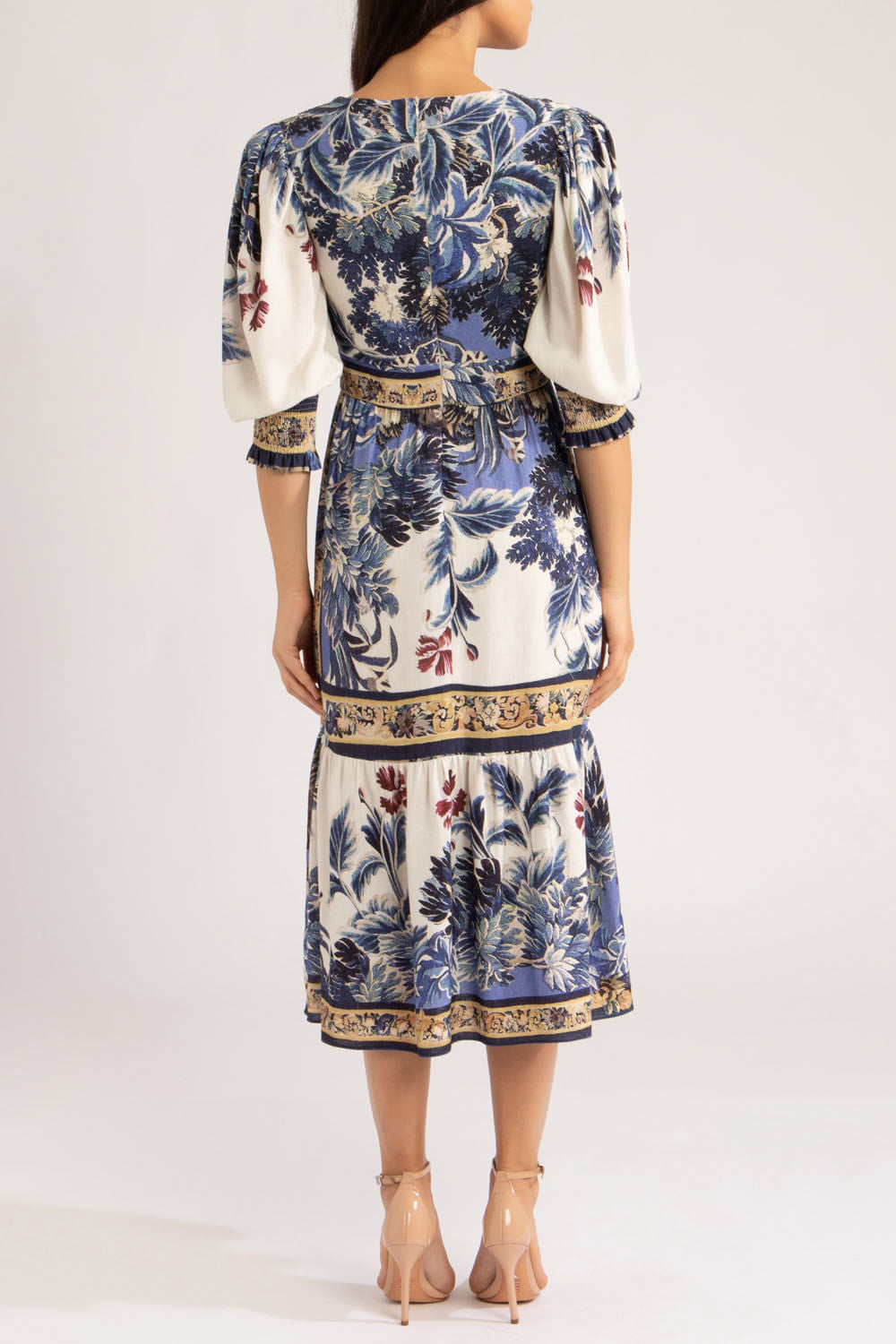 VESTIDO MIDI GILLY FLOWER
 OFF WHITE