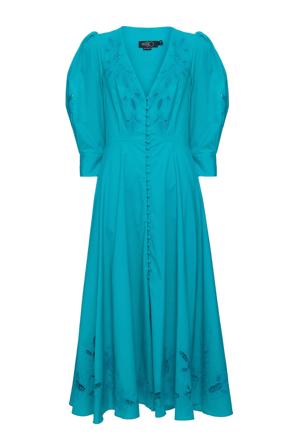 Vestido midi mangas tricoline span

 verde