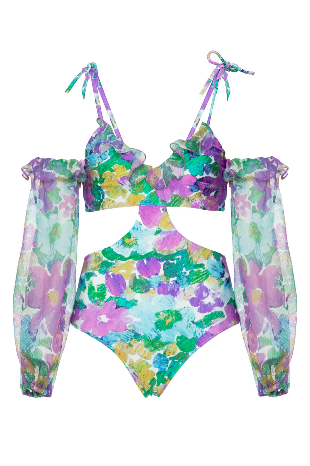 BODY MANGAS FLORAL GABI
 AZUL