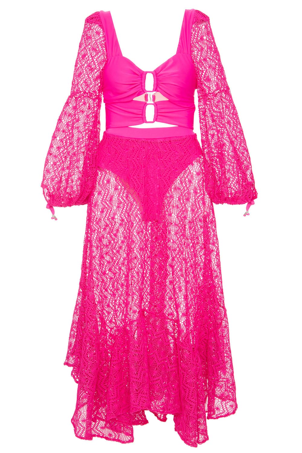 VESTIDO LONGO MANGA TELA
 PINK