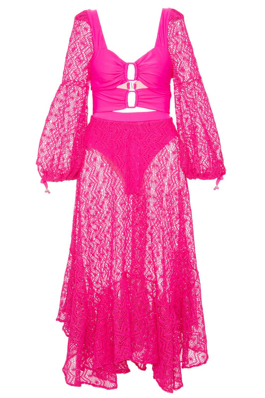 VESTIDO LONGO MANGA TELA
 PINK