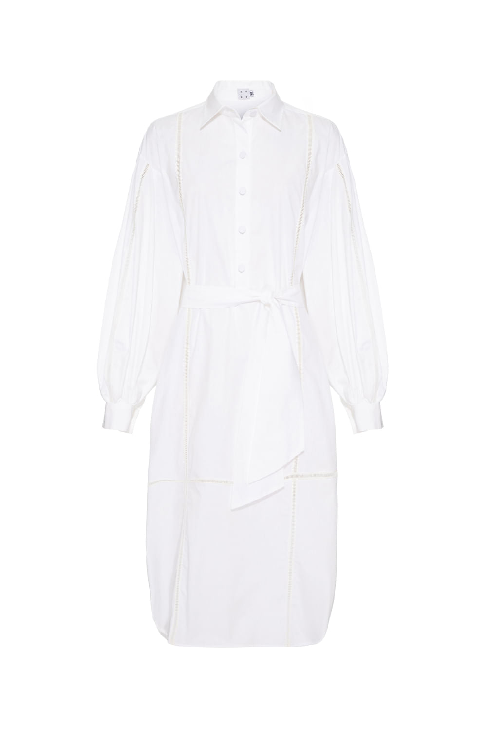 CHEMISE MÍDI ENTREMEIO VAZADO BRANCO