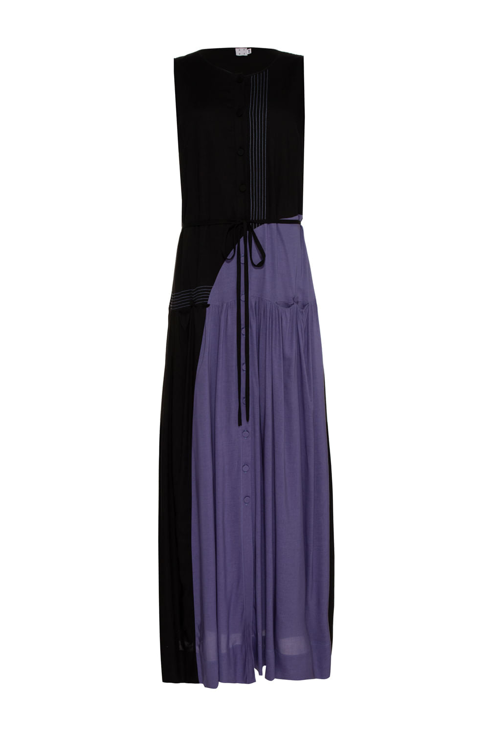 CHEMISE MÍDI AMARRAÇÃO BICOLOR - AP03 PRETO E AZUL