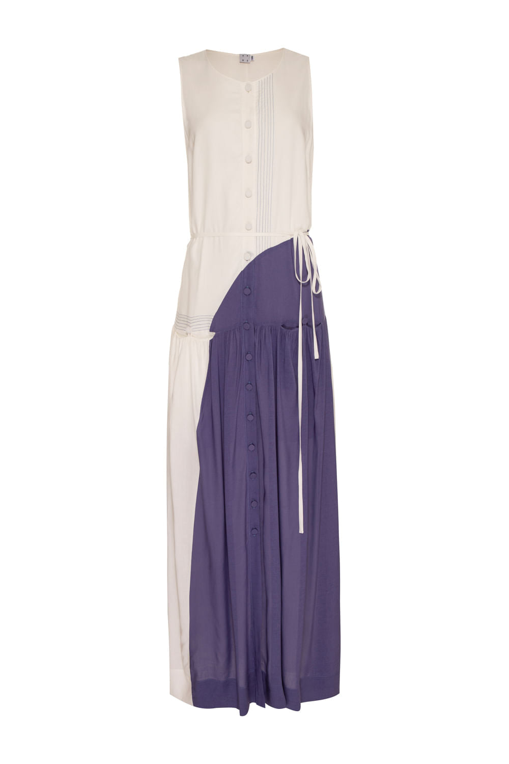 CHEMISE MÍDI AMARRAÇÃO BICOLOR - AP03 OFF E AZUL