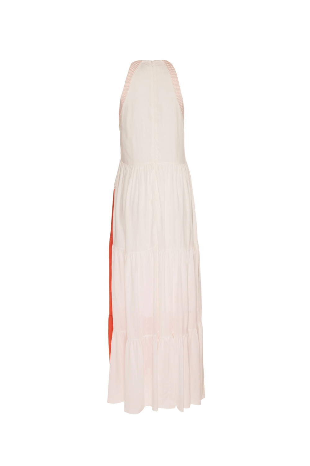 VESTIDO MÍDI PREGAS BICOLOR - AP03 OFF E LARANJA