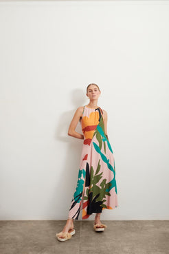 VESTIDO MÍDI RECORTES CURA ROSE