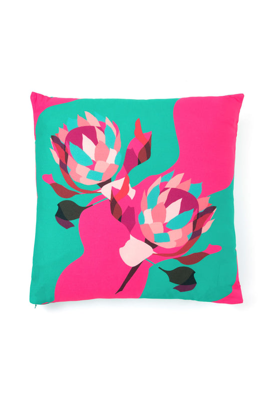 Almofada flor dupla protea verde