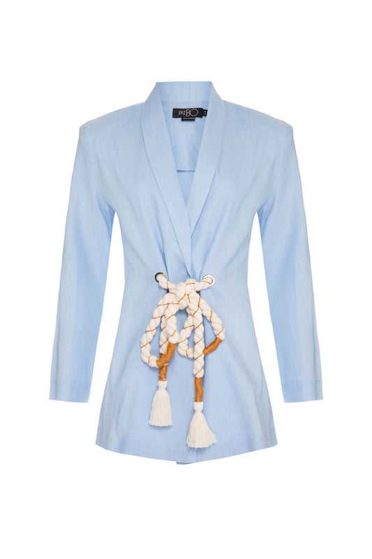 Blazer linho corda azul