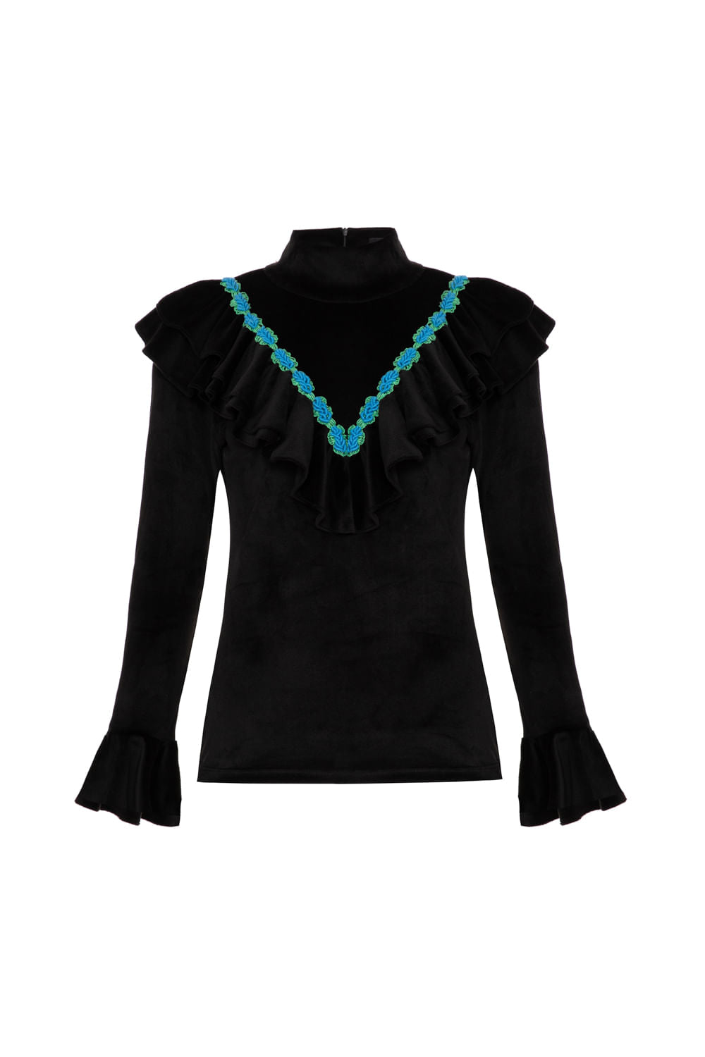 BLUSA BABADO BEAUTY SOBER PRETO