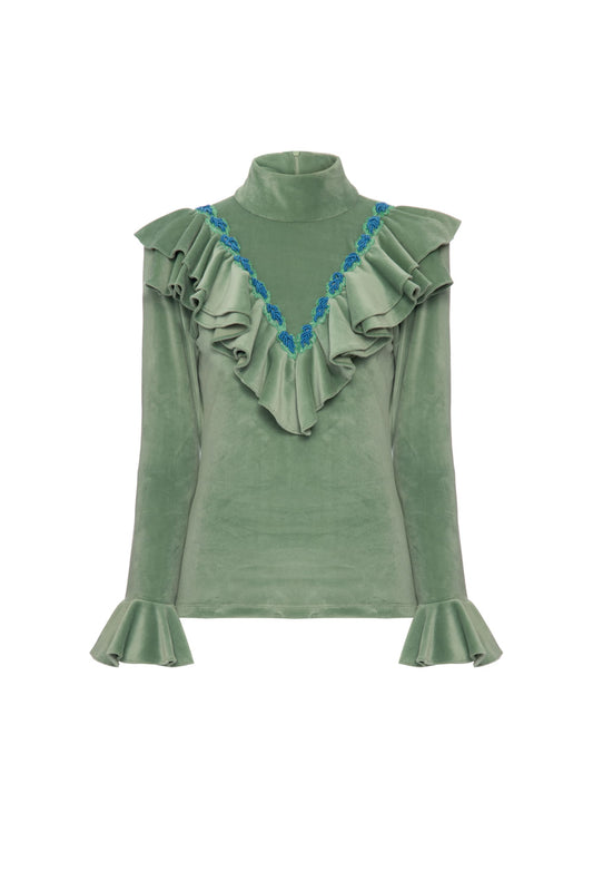 Blusa babado beauty sober verde