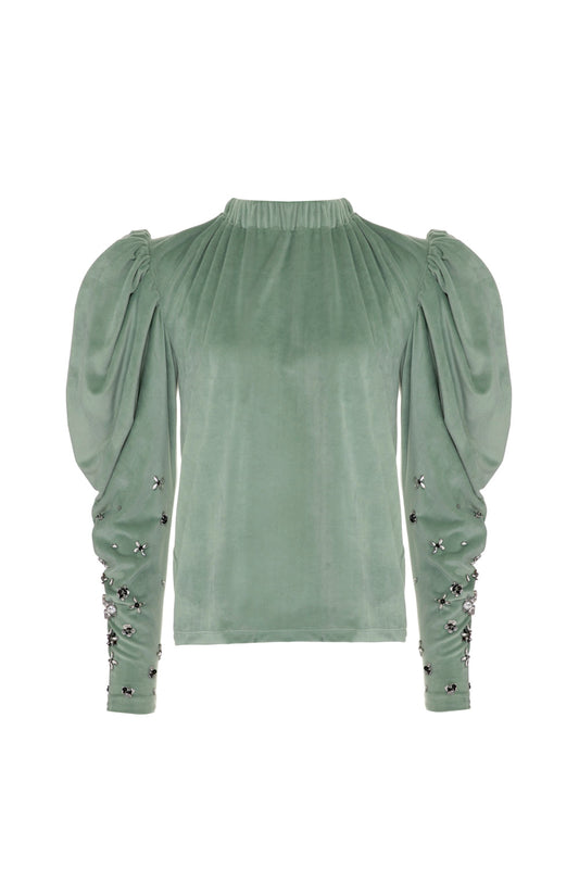 Blusa manga bufante beauty sober verde