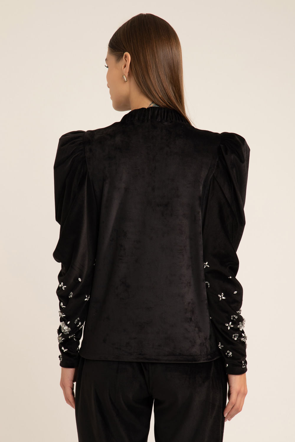 Blusa manga bufante beauty sober preto
