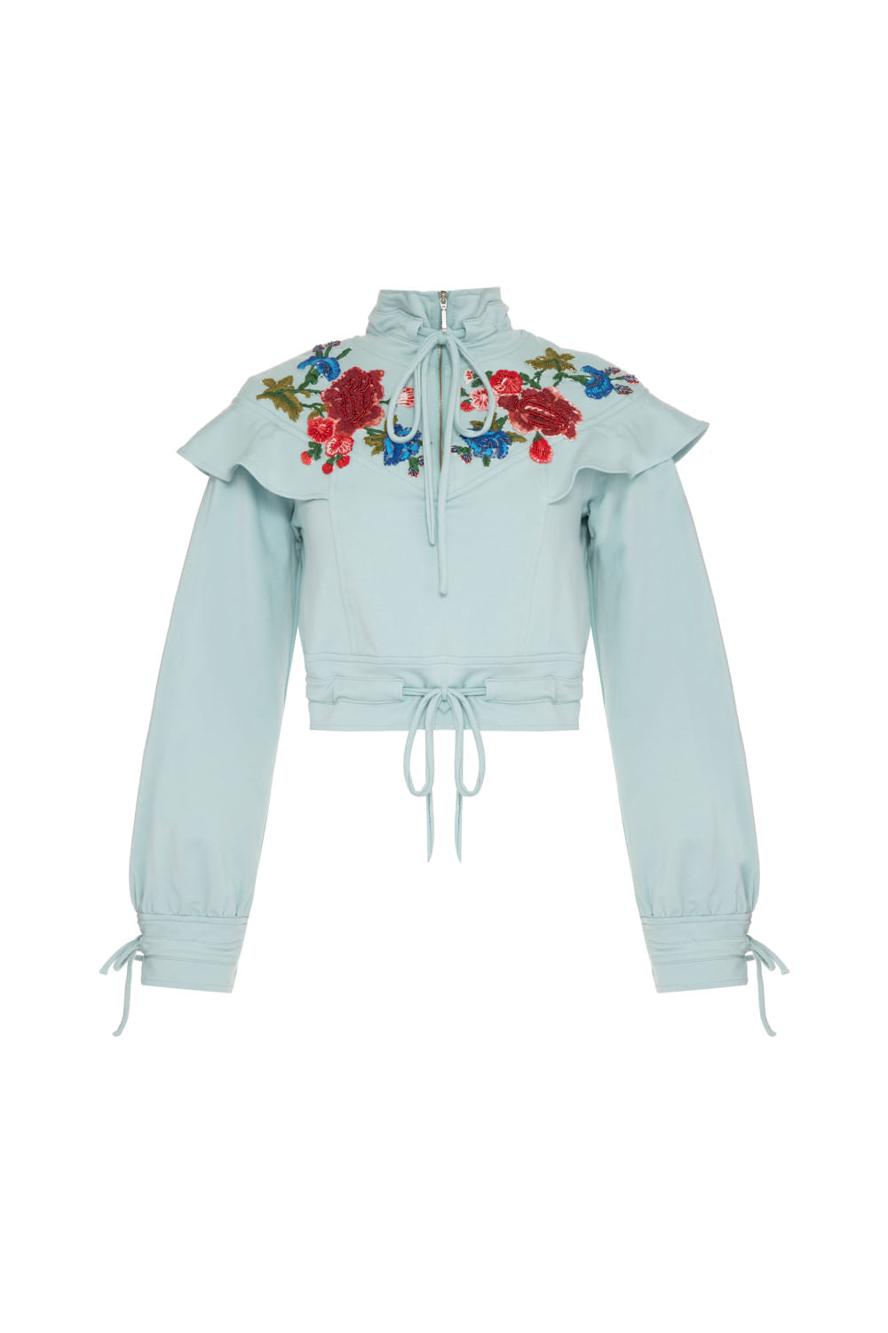 TOP BORDADO PALA MOLETOM VERDE CLARO