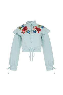 TOP BORDADO PALA MOLETOM VERDE CLARO