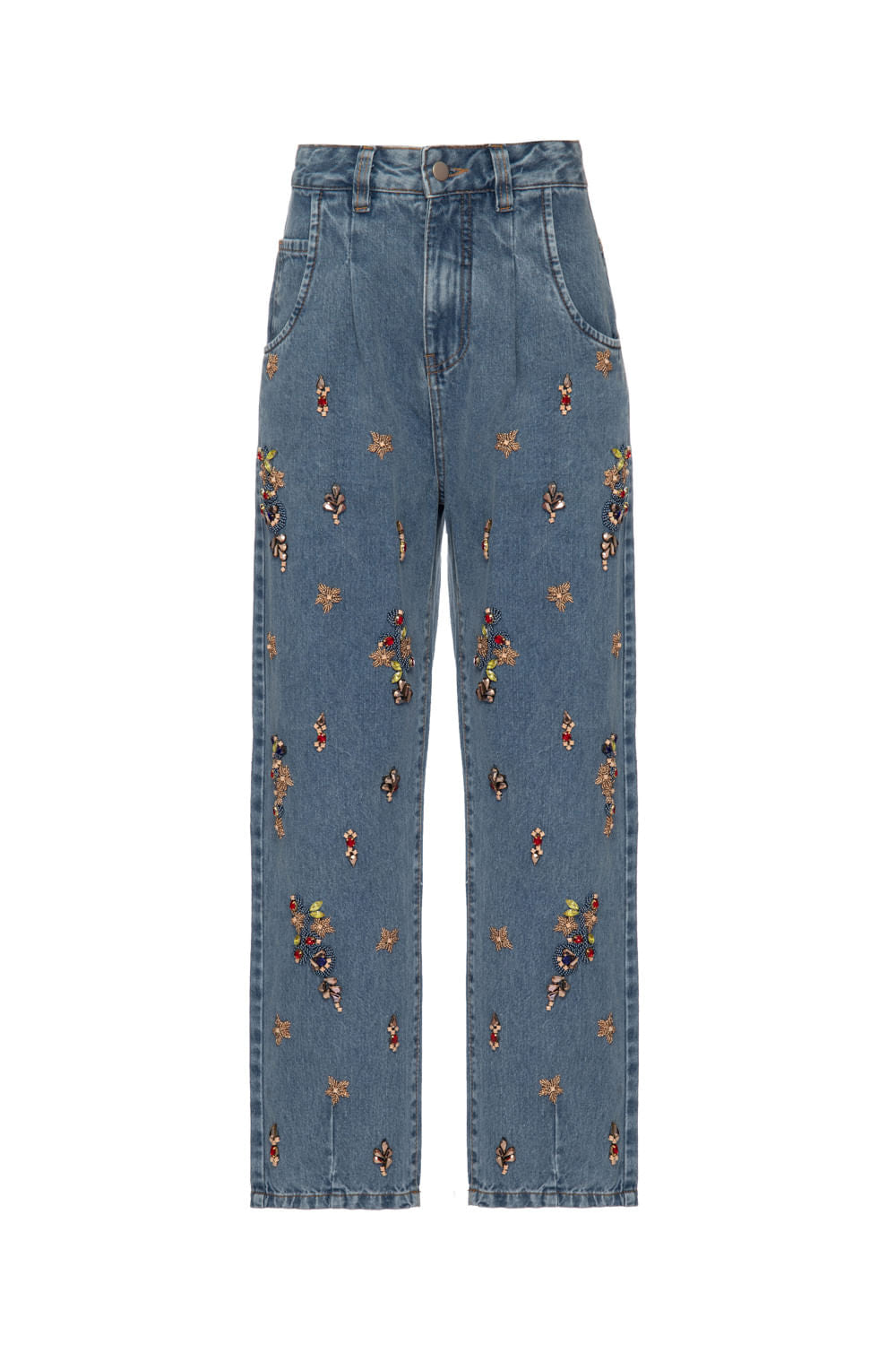 CALÇA RETA PEDRARIA UPSCALE DENIM AZUL