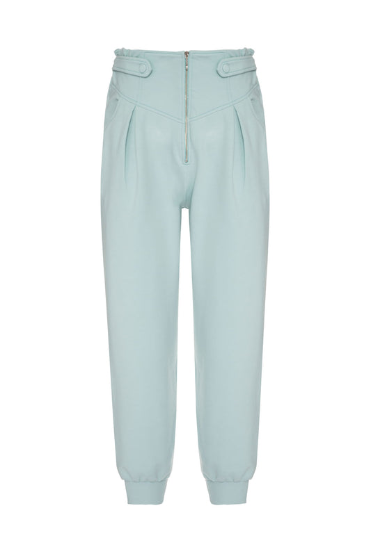 CALÇA MOLETOM ZÍPER VERDE CLARO