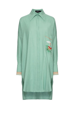 CAMISA LINHO BORDADA SALINE VERDE