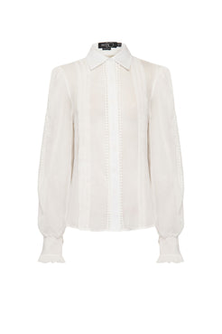 Camisa silky plissê off white